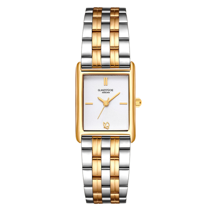Damen Uhr Haidhausen weiß mit Edelstahl-Armband bicolor
