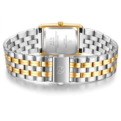 Damen Uhr Haidhausen weiß mit Edelstahl-Armband bicolor