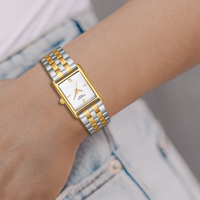 Damen Uhr Haidhausen weiß mit Edelstahl-Armband bicolor