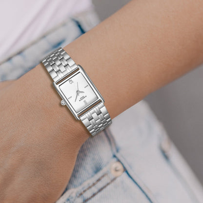 Damen Uhr Haidhausen weiß mit Edelstahl-Armband silber