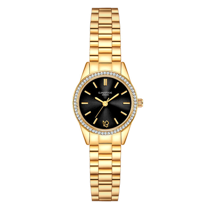 Damen Uhr Lehel schwarz mit Edelstahl-Armband gold