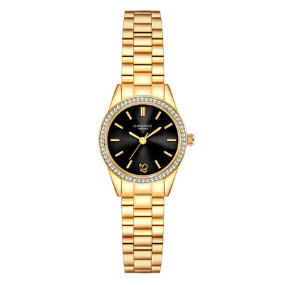 Damen Uhr Lehel schwarz mit Edelstahl-Armband gold