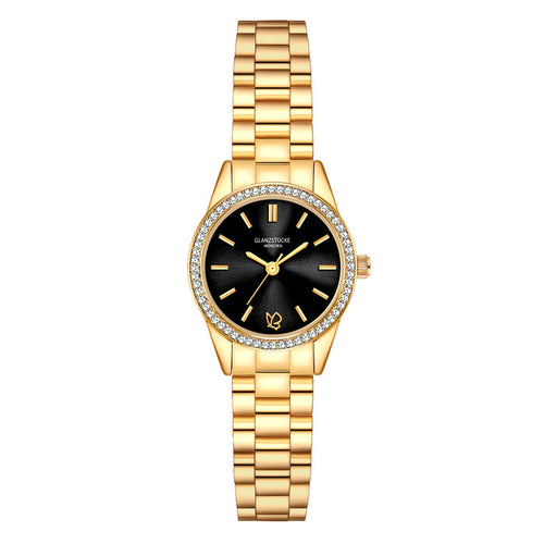 Damen Uhr Lehel schwarz mit Edelstahl-Armband gold