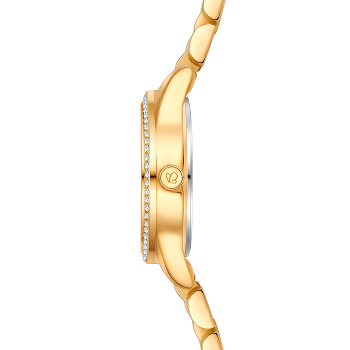 Damen Uhr Lehel schwarz mit Edelstahl-Armband gold