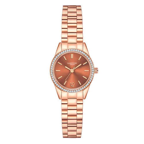 Damen Uhr Lehel weiß mit Edelstahl-Armband roségold