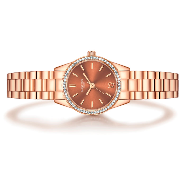 Damen Uhr Lehel weiß mit Edelstahl-Armband roségold