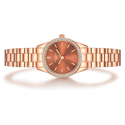 Damen Uhr Lehel weiß mit Edelstahl-Armband roségold