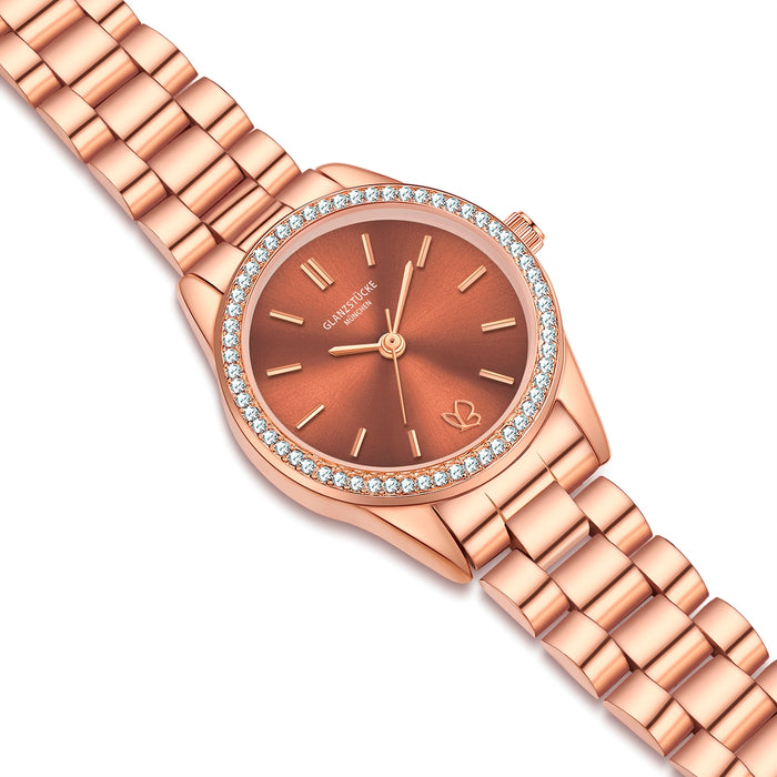 Damen Uhr Lehel weiß mit Edelstahl-Armband roségold