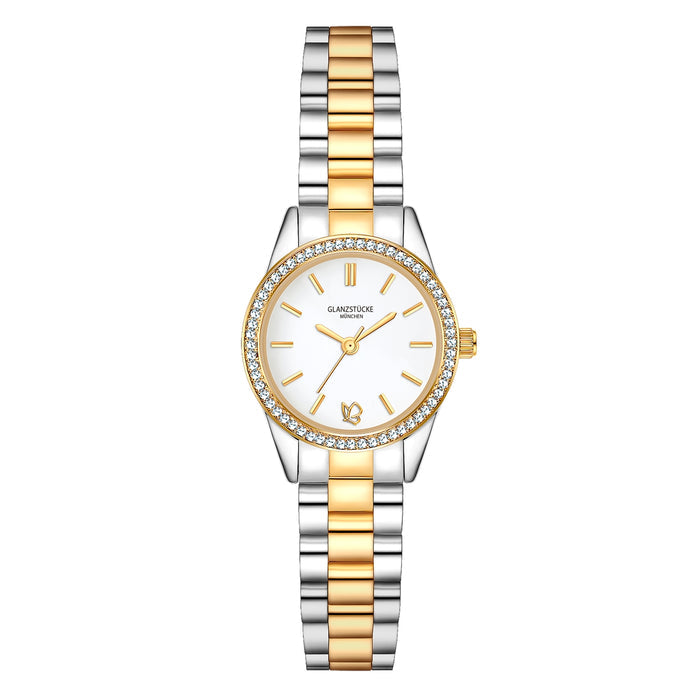 Damen Uhr Lehel weiß mit Edelstahl-Armband silber/gold