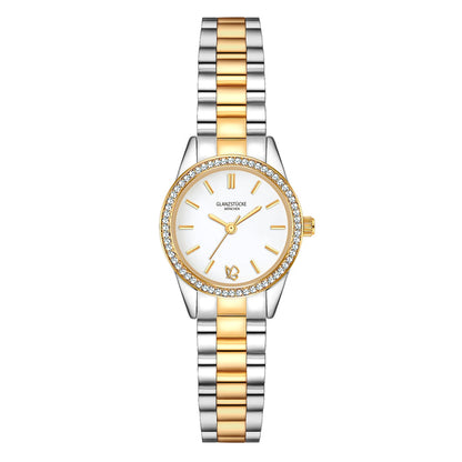 Damen Uhr Lehel weiß mit Edelstahl-Armband silber/gold