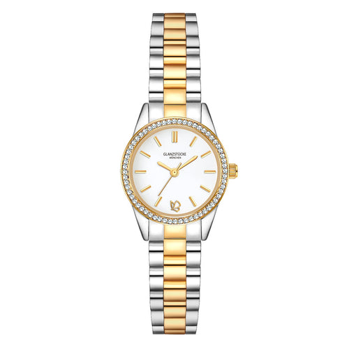 Damen Uhr Lehel weiß mit Edelstahl-Armband silber/gold