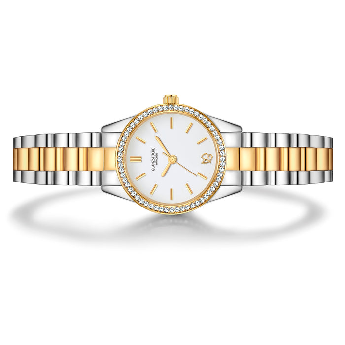 Damen Uhr Lehel weiß mit Edelstahl-Armband silber/gold
