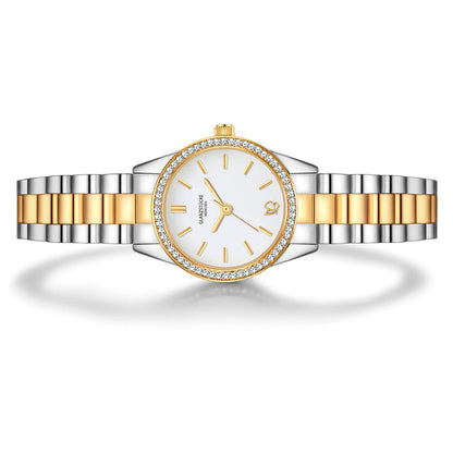 Damen Uhr Lehel weiß mit Edelstahl-Armband silber/gold