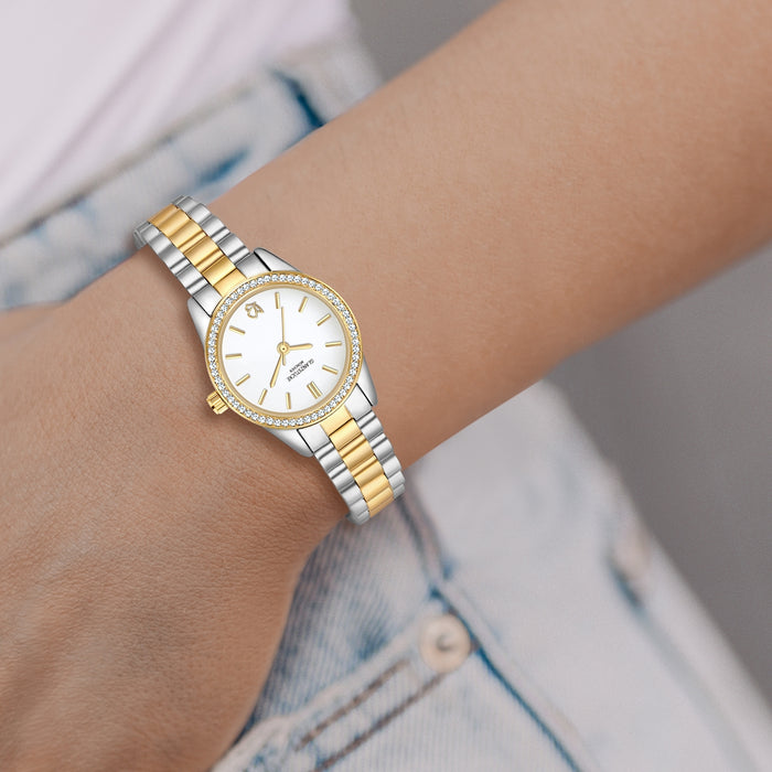 Damen Uhr Lehel weiß mit Edelstahl-Armband silber/gold