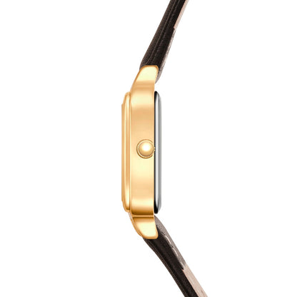 Damen Uhr Maxvorstadt champagner mit Leder-Armband schwarz