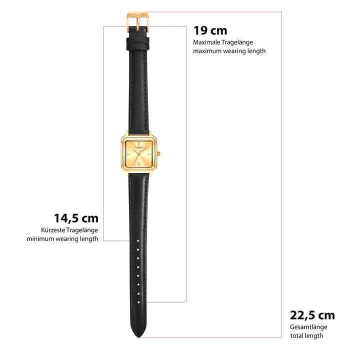 Damen Uhr Maxvorstadt champagner mit Leder-Armband schwarz