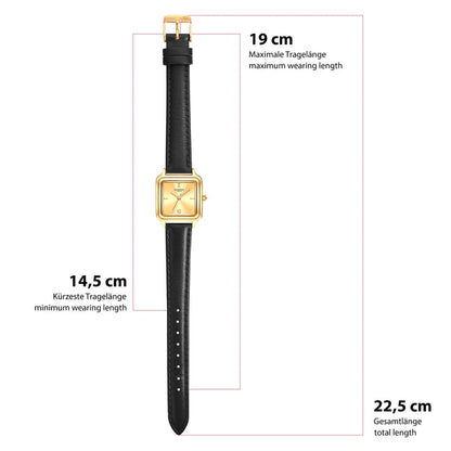 Damen Uhr Maxvorstadt champagner mit Leder-Armband schwarz