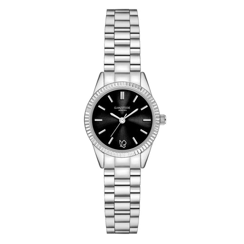 Damen Uhr Schwabing schwarz mit Edelstahl-Armband silber