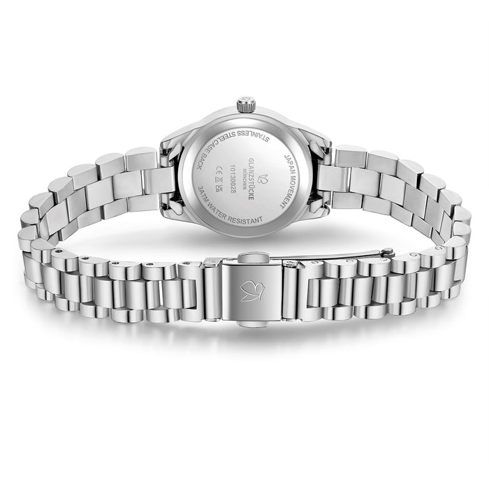 Damen Uhr Schwabing schwarz mit Edelstahl-Armband silber