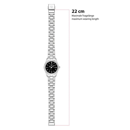 Damen Uhr Schwabing schwarz mit Edelstahl-Armband silber
