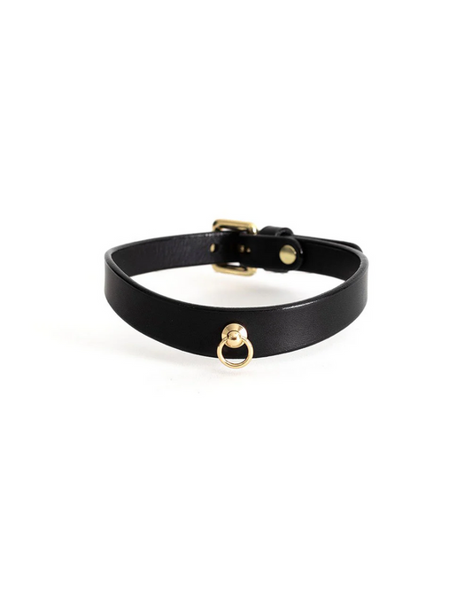 Delia Thin Collar Black and Gold