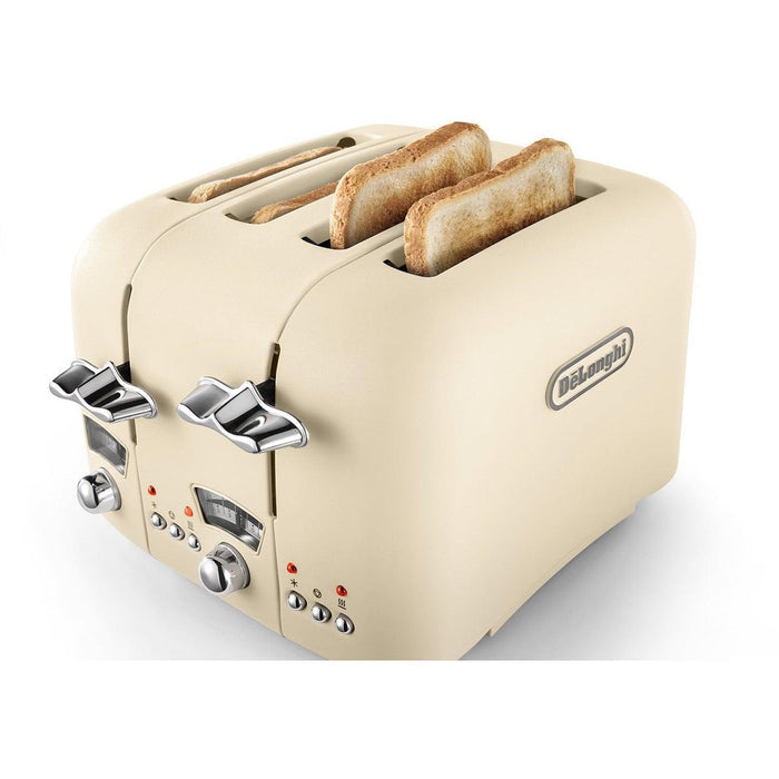 DeLonghi Argento Flora 1800W 4 Slice Toaster - Beige | CT04.BG from DID Electrical - guaranteed Irish, guaranteed quality service. (6890772365500)