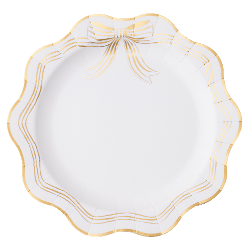 Bonjour Fête ELEGANT CREAM & GOLD BOW DINNER PLATES