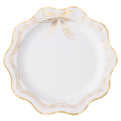 Bonjour Fête ELEGANT CREAM & GOLD BOW DINNER PLATES