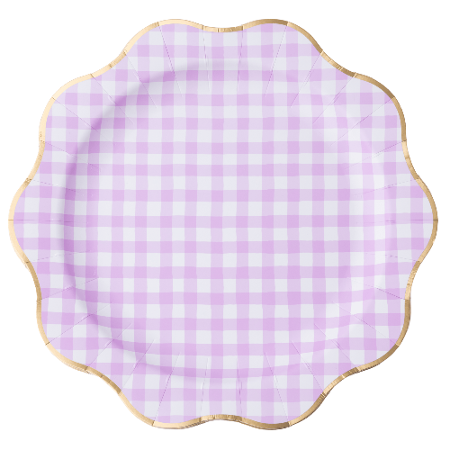 Bonjour Fête ELEGANT LE LILAC GINGHAM DINNER PLATES