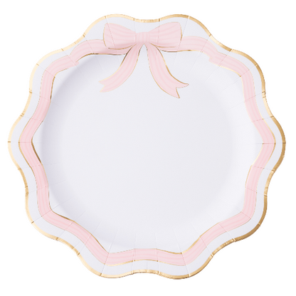 Bonjour Fête ELEGANT PINK & GOLD BOW DINNER PLATES