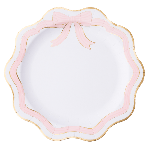 Bonjour Fête ELEGANT PINK & GOLD BOW DINNER PLATES