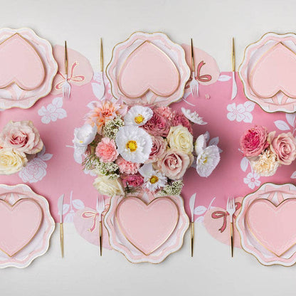 Bonjour Fête ELEGANT PINK & GOLD BOW DINNER PLATES