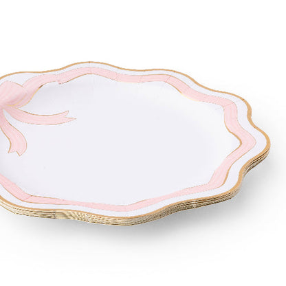 Bonjour Fête ELEGANT PINK & GOLD BOW DINNER PLATES