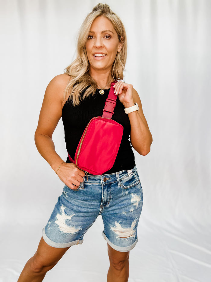 Emmie Crossbody Belt Bag, Burgundy