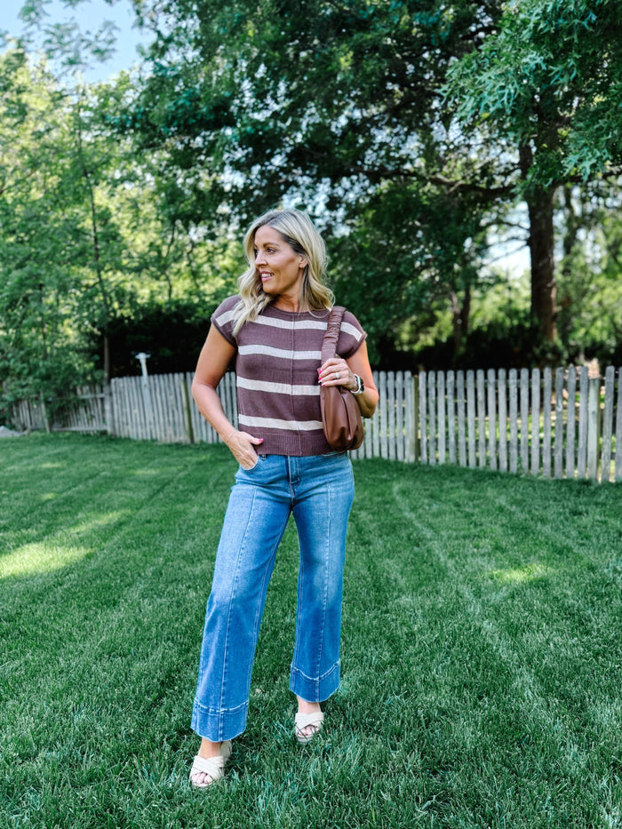 Everyday Ease Striped Knit Sweater, Brown