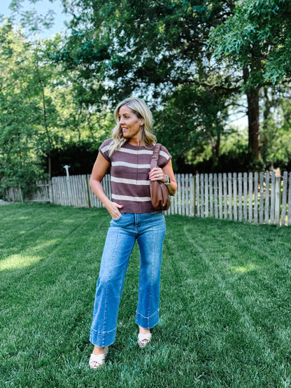 Everyday Ease Striped Knit Sweater, Brown