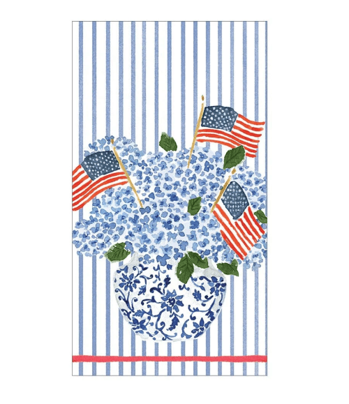 Caspari Party Flags and Hydrangeas Guest Napkin
