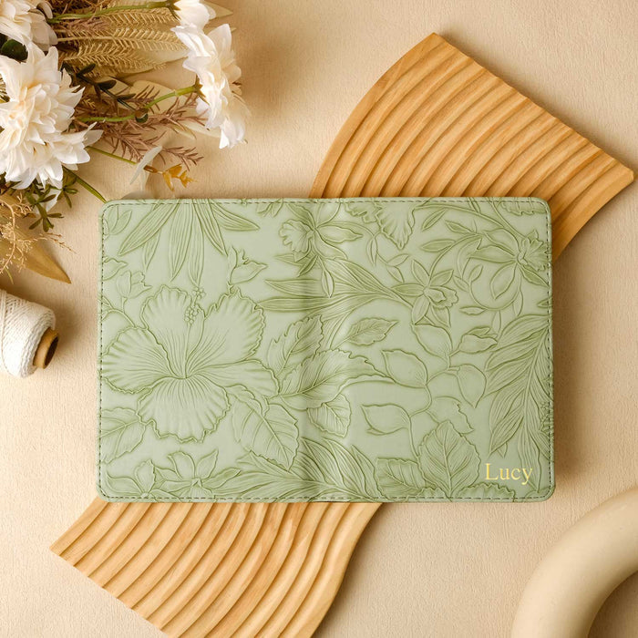 Floral Leather Kindle Case - Green