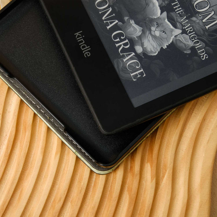 Floral Leather Kindle Case - Green