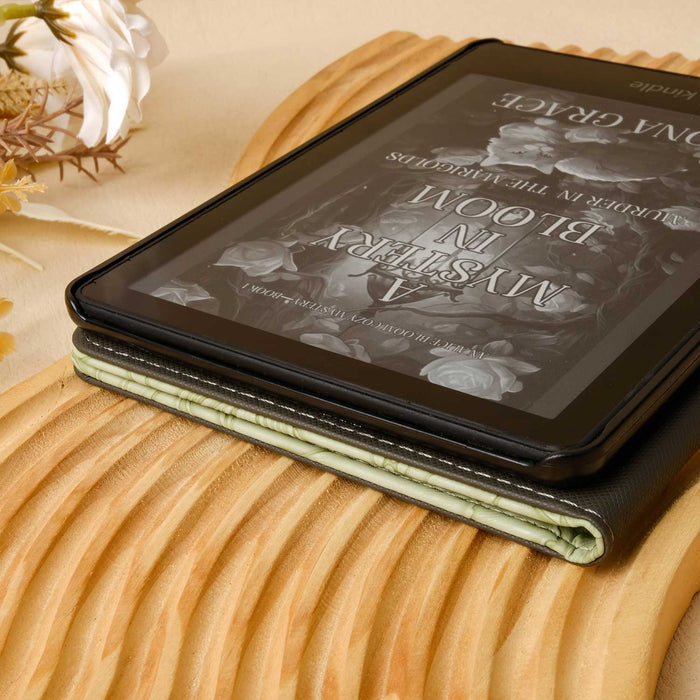 Floral Leather Kindle Case - Green