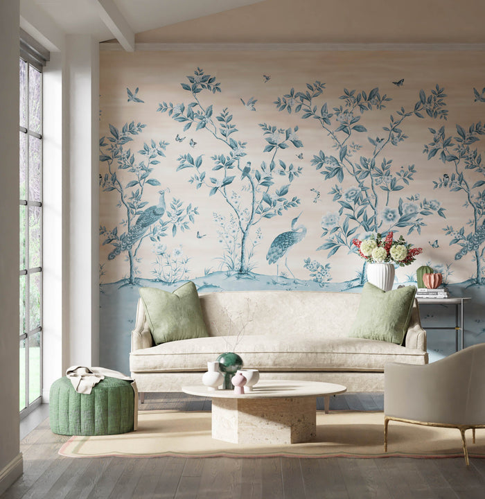 Florence Wallpaper - Powder/China Blue - Diane Hill