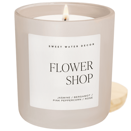 Flower Shop Soy Candle - Tan Matte Jar - 15 oz - Sweet Water Decor - Candles