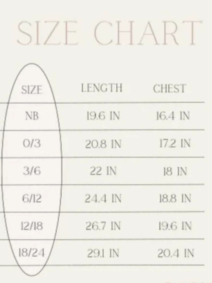 Forever French Baby Sizing Chart