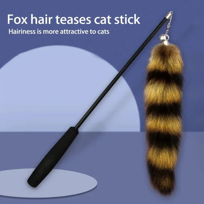 Fox Fur Plush Tail and Wand Cat Toy - Dog.Dog.Cat.