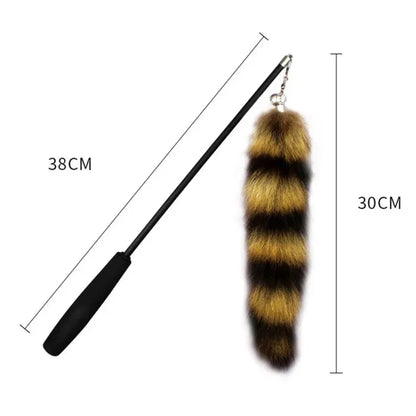 Fox Fur Plush Tail and Wand Cat Toy - Dog.Dog.Cat.