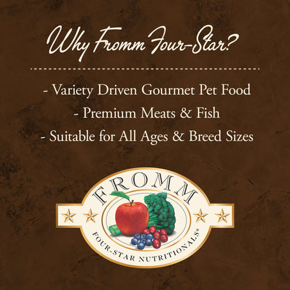 Fromm Dry Dog Food Chicken au Frommage Recipe A French-inspired entrée with chicken, cheese, and an assortment of fruits & vegetables - Dog.Dog.Cat.