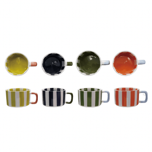 Creative Co-op Accessories Fun Striped Mug (Choose Color)
