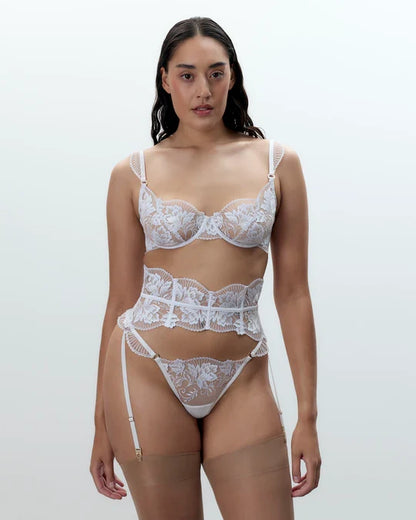 Gabriella Floral Embroidered Bra White