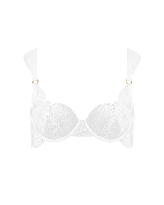 Gabriella Floral Embroidered Bra White