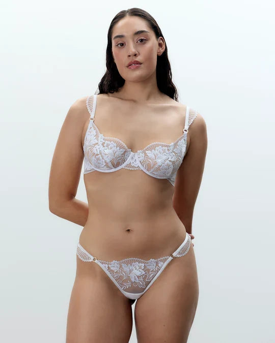 Gabriella Floral Embroidered Brief White